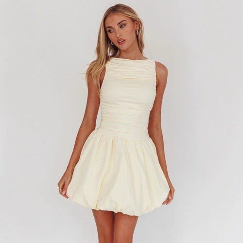 Damen Elegant eingeräumtes Cocktailkleid mit voluminösem Rock Drune