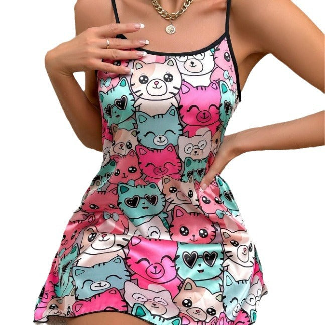 Damen Nachtkleid mit attraktiven Lippenmotiv Drune