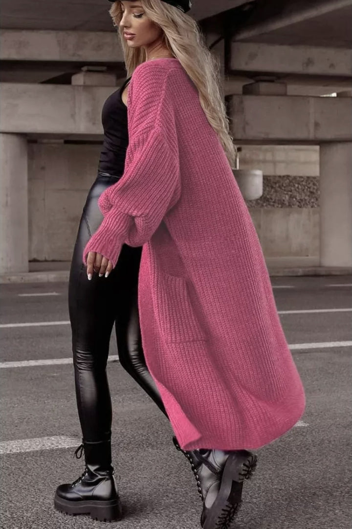 Damen Grober Strickmantel mit praktischen Taschen und lässigem Schnitt Drune