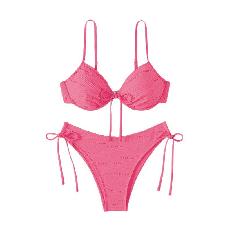 Damen Triangel-Bikini mit dekorativem Knoten und elastischer Passform Drune