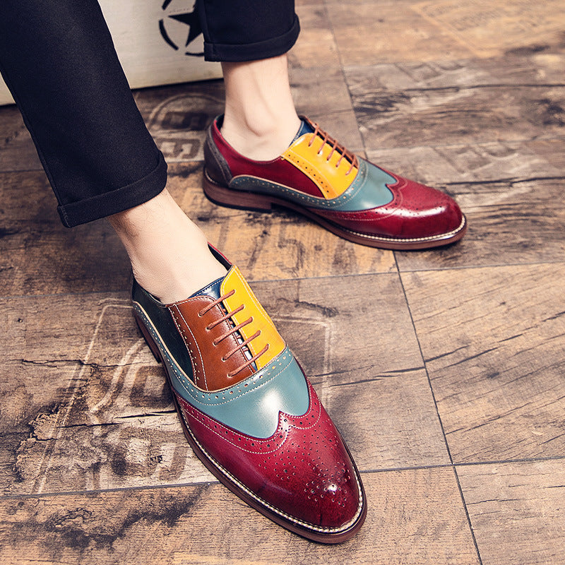 Herren handgefertigte Brogue-Lederschuhe mit mehrfarbiger Patina und perforierten Details Drune