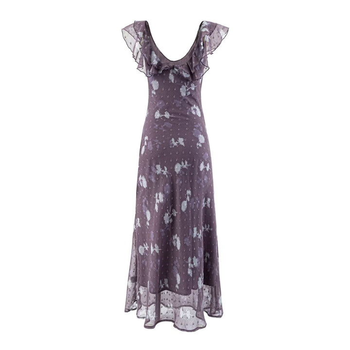 Damen Maxikleid mit romantischem Rüschensaum und floralem Design Drune