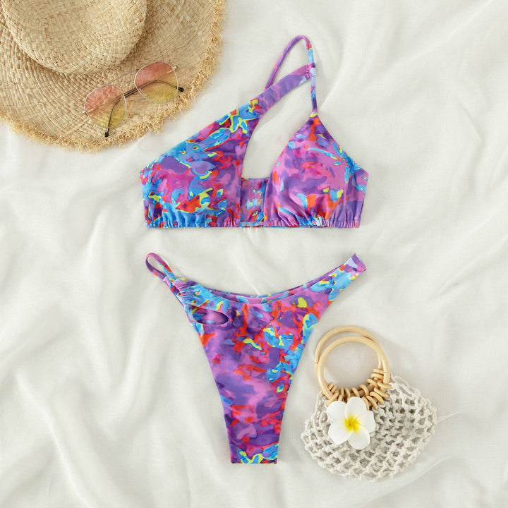 Damen Cut-Out Bikini-Set mit asymmetrischem Design und verstellbaren Trägern Drune