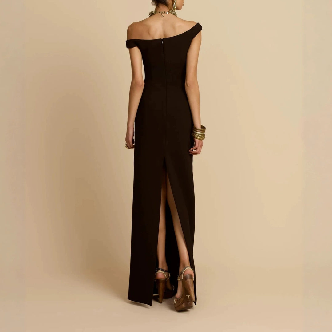 Damen Schlichtes Off-Shoulder-Maxikleid Drune