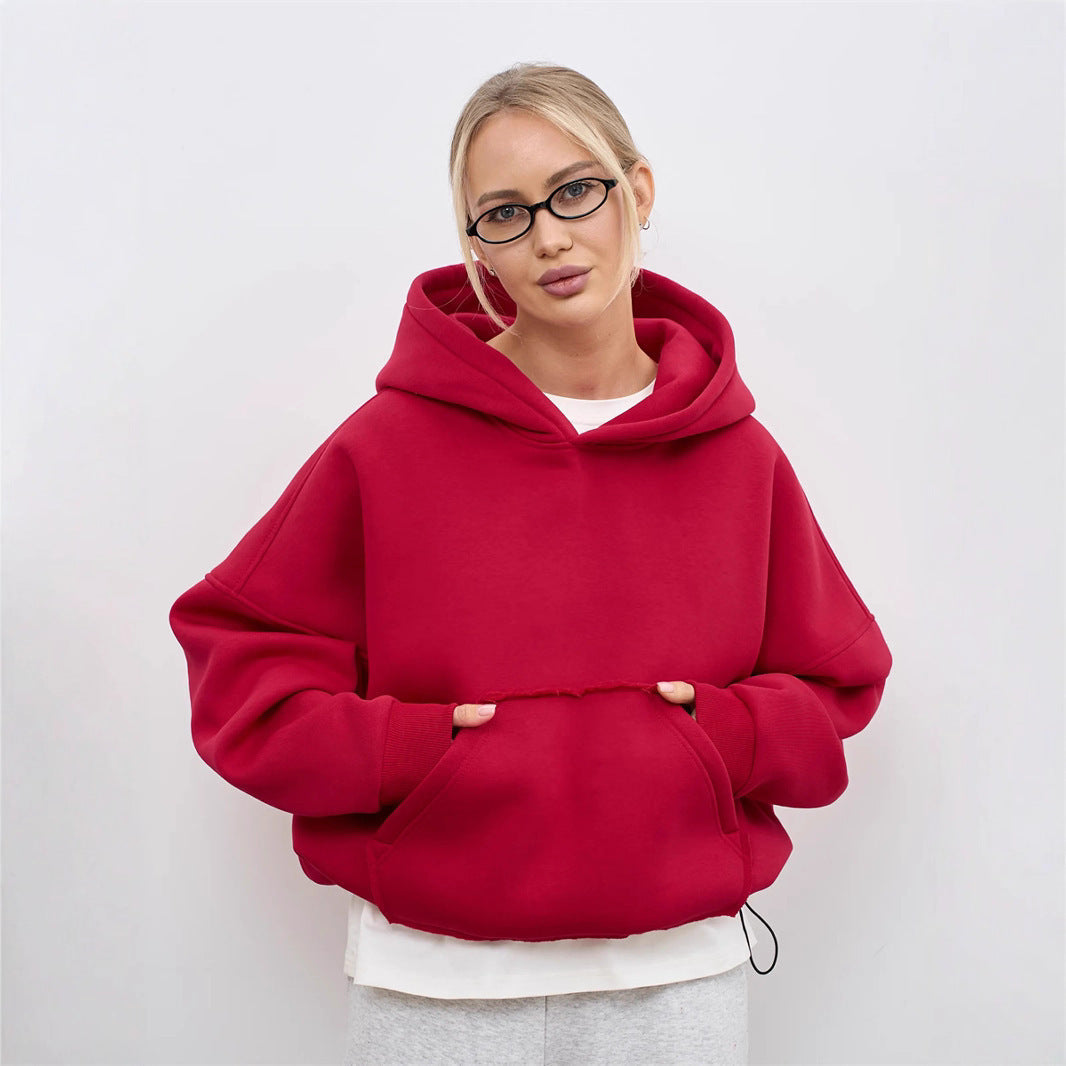 Damen lässiger Oversize-Hoodie mit Kängurutasche und weichem Innenfutter Drune