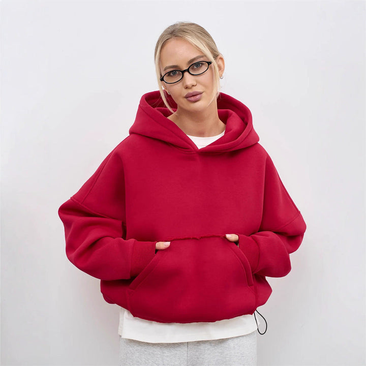 Damen lässiger Oversize-Hoodie mit Kängurutasche und weichem Innenfutter Drune