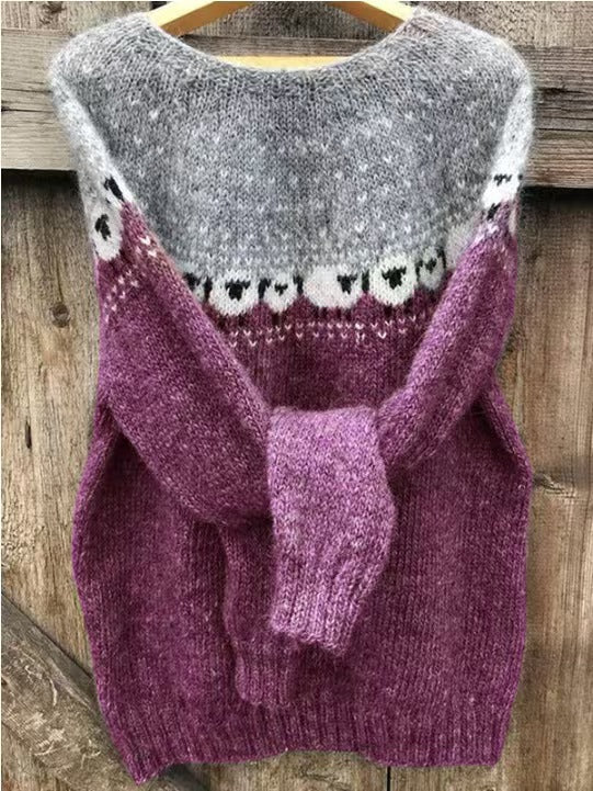 Damen nan Norwegerpullover aus Wollmix mit Rundhalsausschnitt und traditionellem Fair-Isle-Yoke Drune
