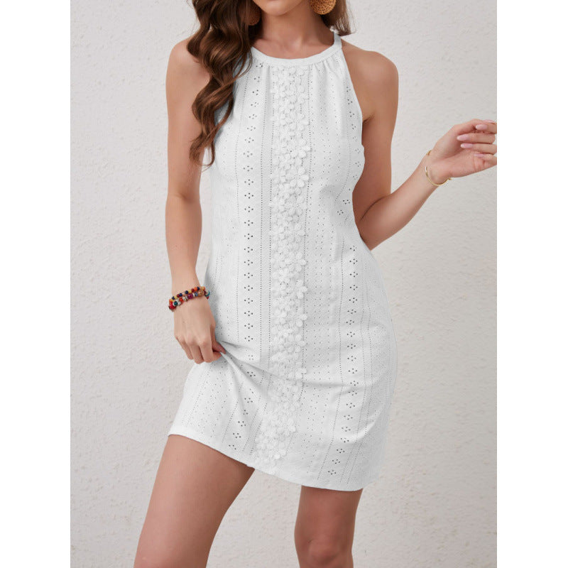 Damen Sommerkleid mit elegantem Cut-Out-Design und floraler Stickerei Drune