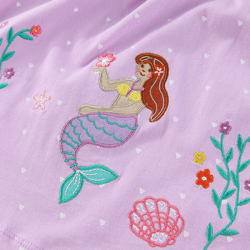 Mädchen Sommerkleid mit verzauberndem Meerjungfrau-Stickdesign Drune