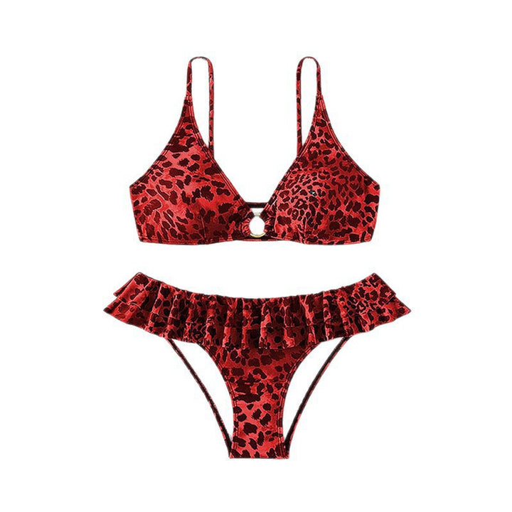 Damen-Bikini-Set mit voluminösen Rüschendetails und elegantem Ring Drune