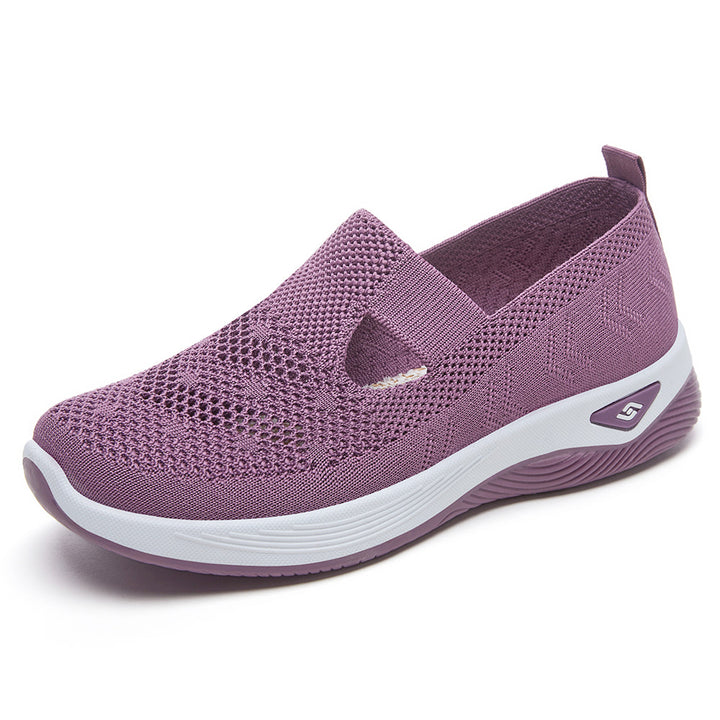 Damen nan leichter gestrickter Slipper-Sneaker mit elastischem Mittelriemen und ergonomischer Memory-Komfortsohle Drune