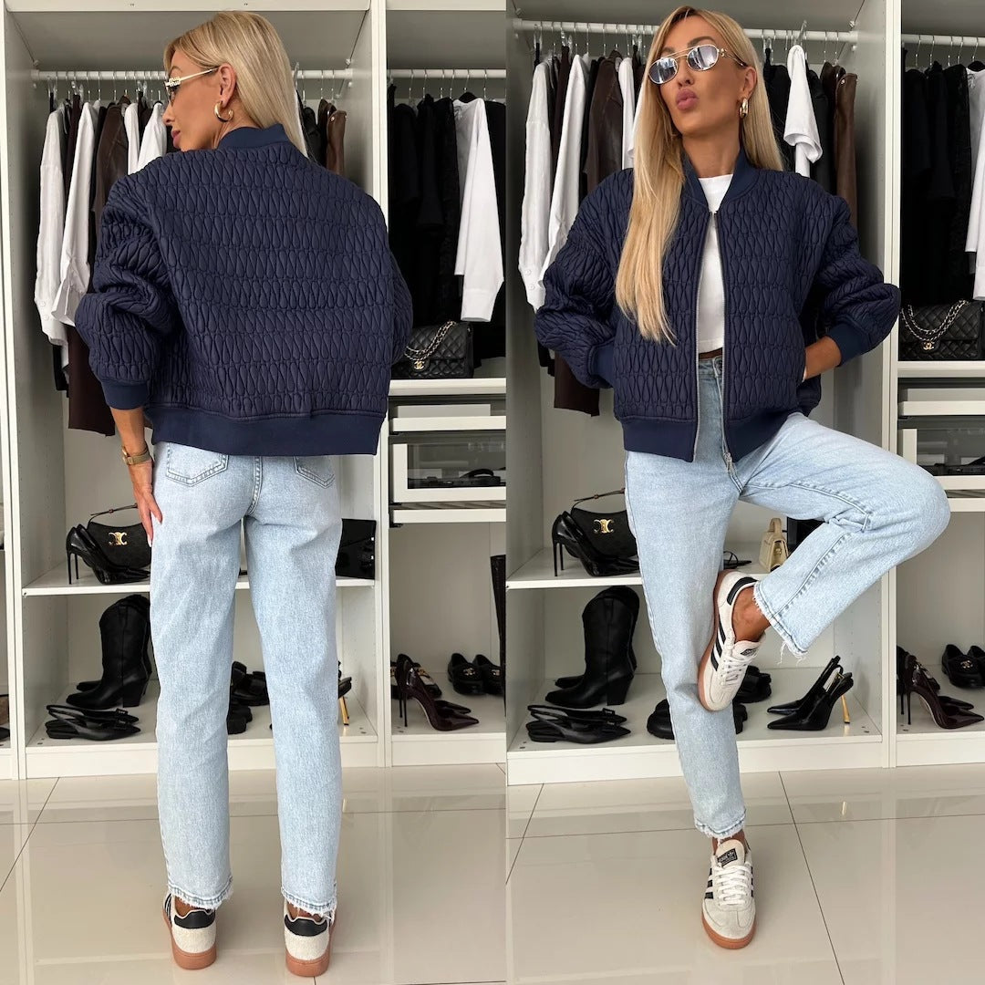 Damen elegante Steppjacke mit voluminösen Ärmeln Drune