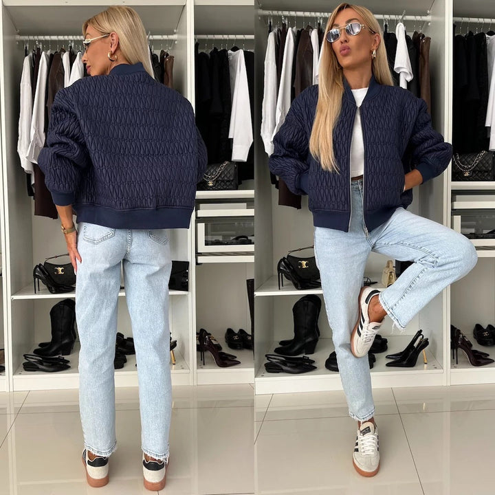 Damen elegante Steppjacke mit voluminösen Ärmeln Drune