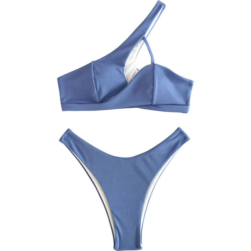 Damen stilvoller asymmetrischer Bikini mit raffinierter Wickeloptik Drune