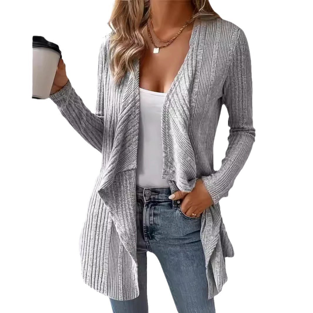 Damen gemütliche Strickjacke mit lässigem Schnitt und asymmetrischem Saum Drune