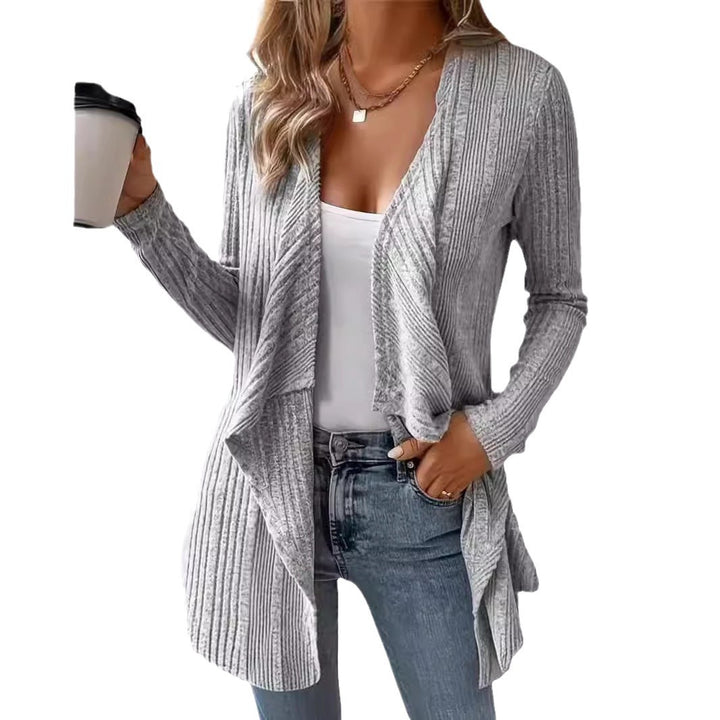Damen gemütliche Strickjacke mit lässigem Schnitt und asymmetrischem Saum Drune