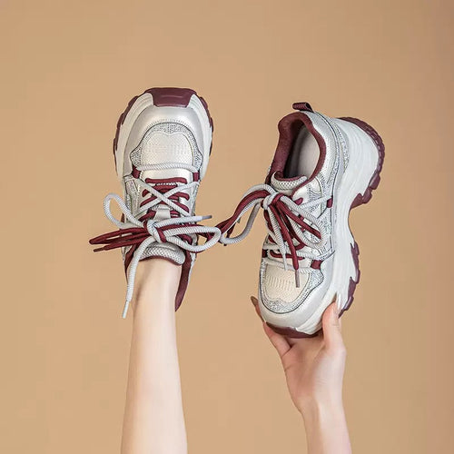 Damen Trendige Chunky Sneakers mit doppelter Dämpfung und atmungsaktivem Mesh-Obermaterial Drune