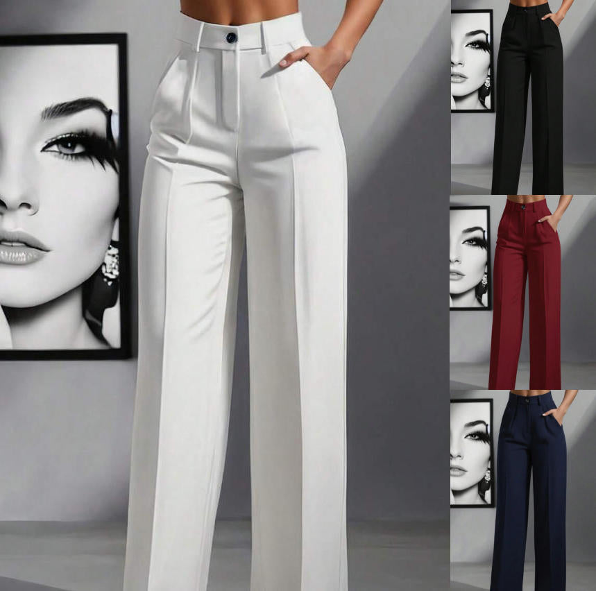 Damen elegante weite Bundfaltenhose Drune