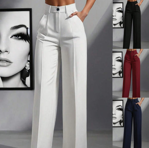 Damen elegante weite Bundfaltenhose Drune