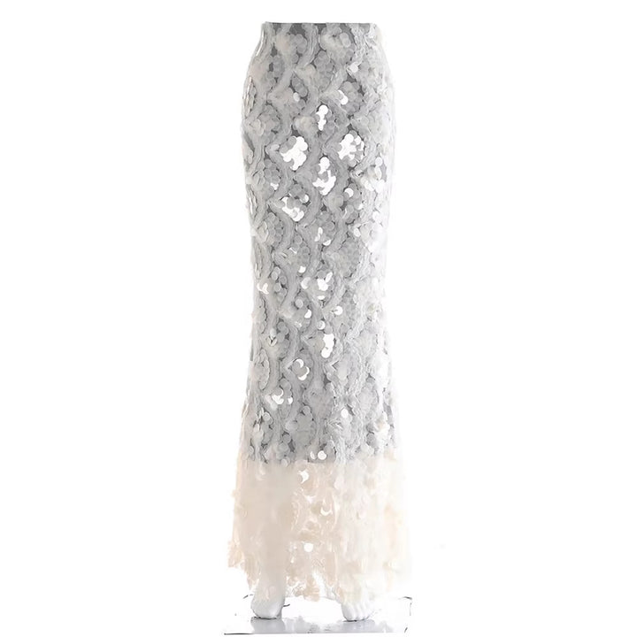 Damen Maxirock mit einzigartigem Volantdesign und transparenter Spitze Drune