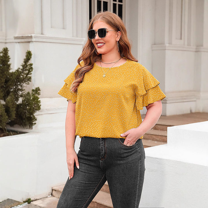 Damen Blusenshirt mit Volants und Punktedesign Drune