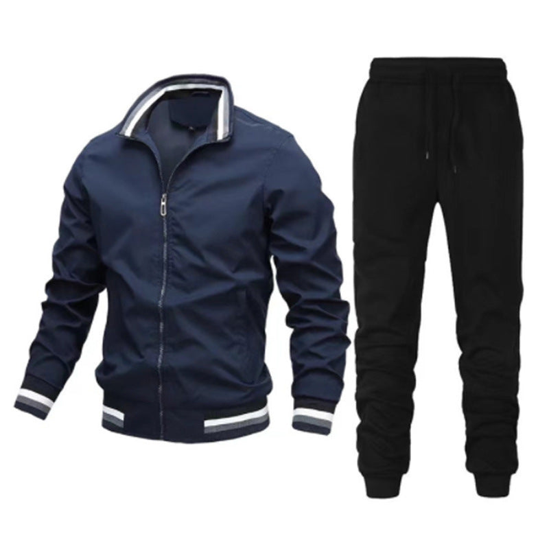 Herren nan sportlicher Freizeit Trainingsanzug Set mit Bomberjacke und elastischer Jogginghose Drune