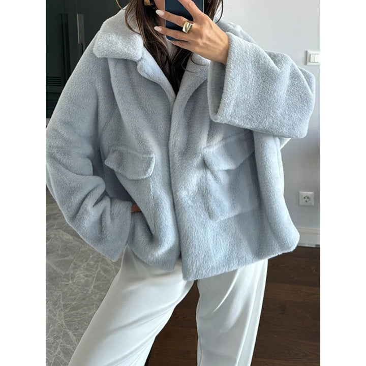 Damen Kuschelige Teddyjacke mit großem Revers und praktischen Taschen Drune