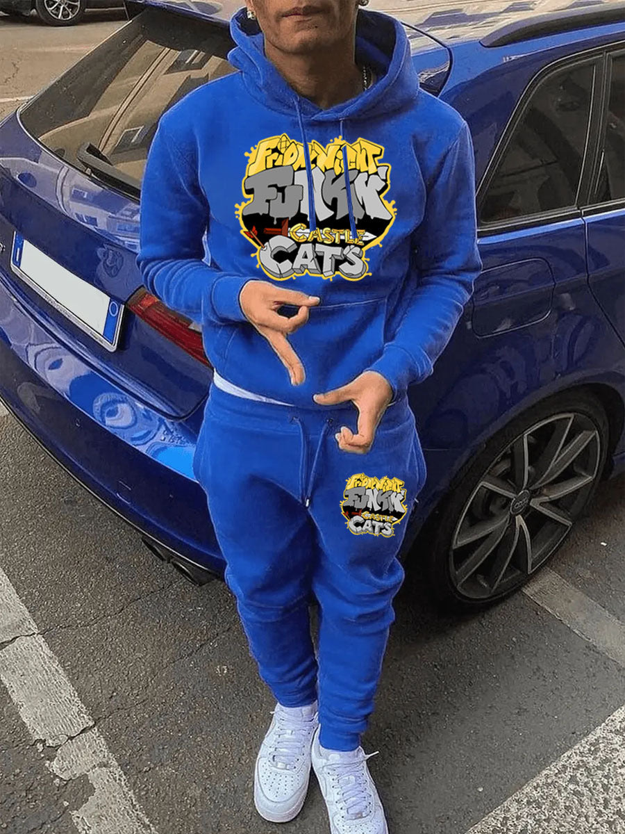 Damen lässiger Hoodie- und Jogginghose-Set mit kreativem Grafikdesign Drune
