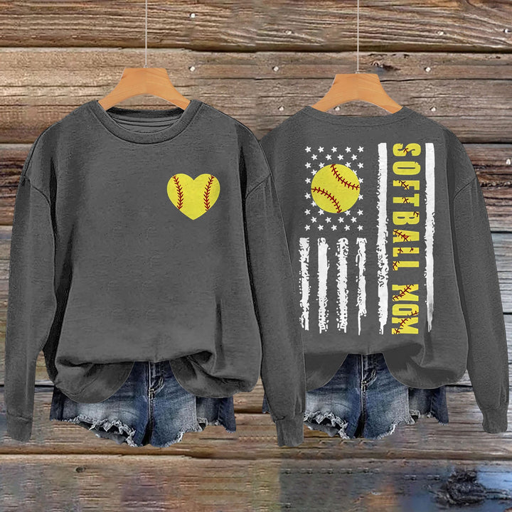 Damen Sweatshirt mit kreativem Softball-Design Drune