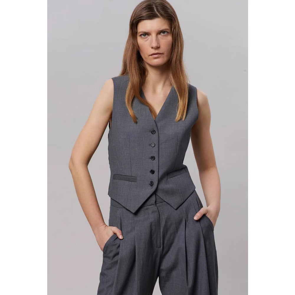 Damen Business-Weste mit modernem Schnitt und eleganter Knopfleiste Drune