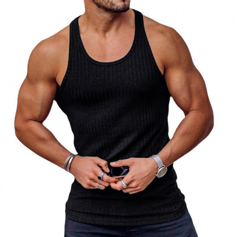 Herren nan geripptes Muskelshirt mit U-Ausschnitt und stretchigem Baumwollmix Drune