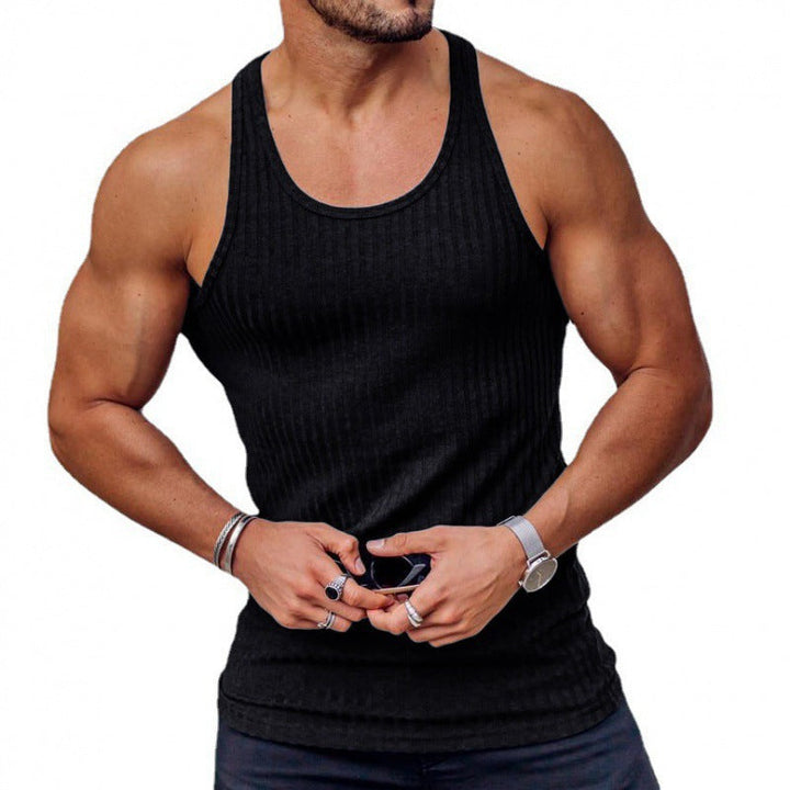 Herren nan geripptes Muskelshirt mit U-Ausschnitt und stretchigem Baumwollmix Drune