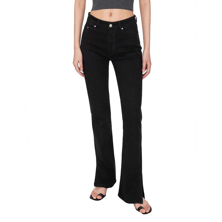 Damen Bootcut-Jeans im Vintage-Stil mit hohem Bund Drune