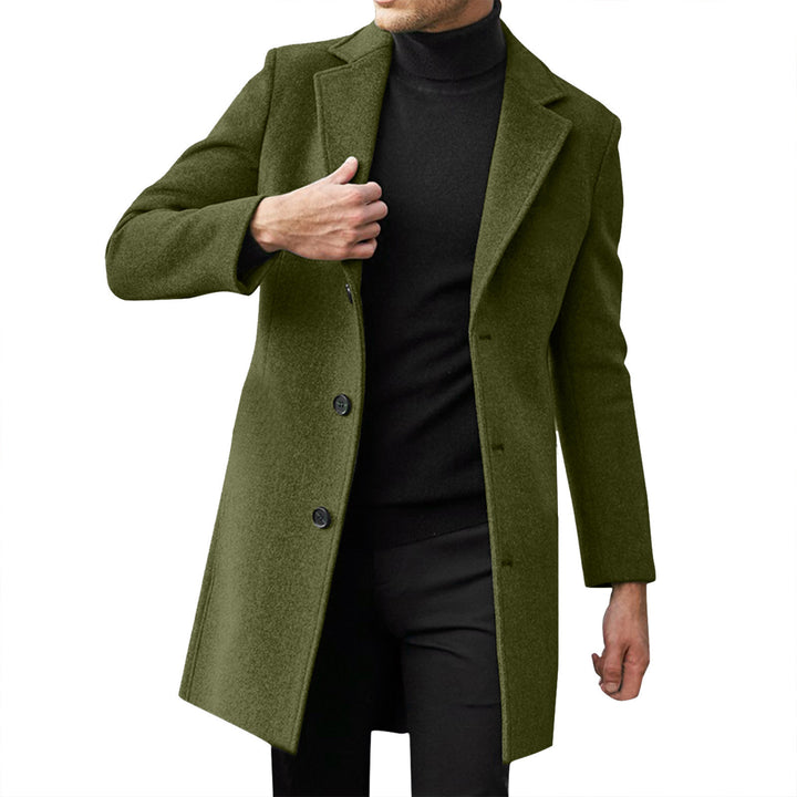 Herren nan taillierter Wollmantel mit schmaler Silhouette, klassischem Revers und verdeckter Knopfleiste Drune