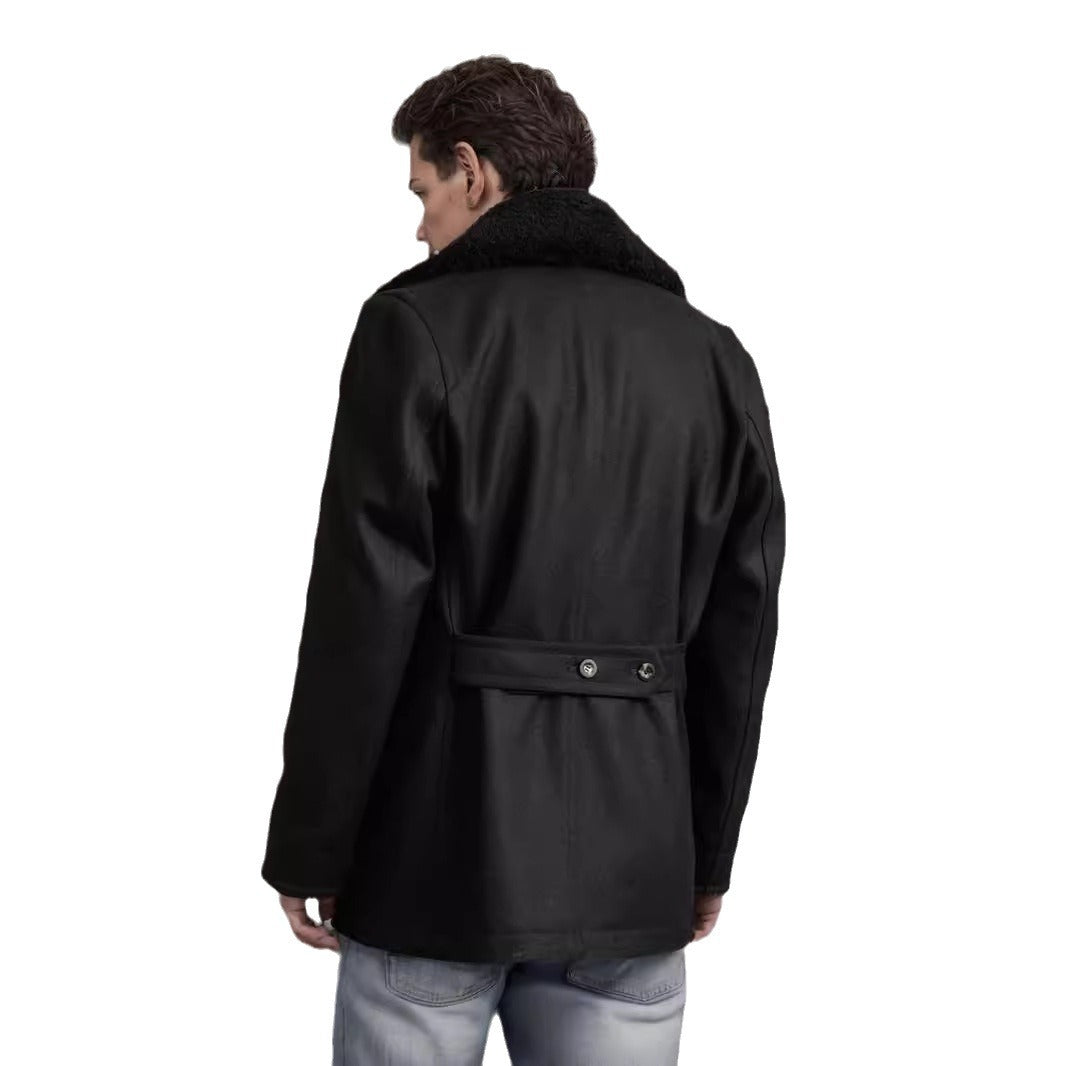 Herren Wollmantel mit kontrastierendem Kragen Drune