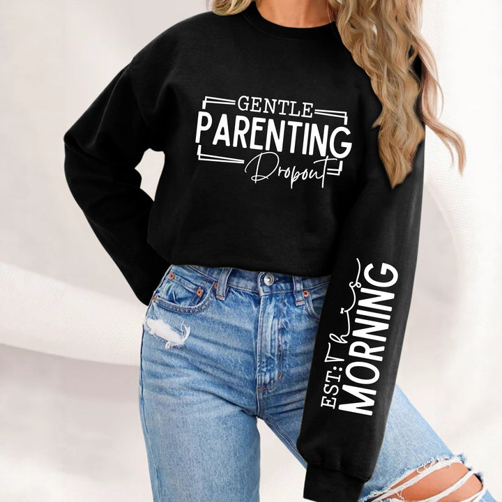 Damen Sweatshirt mit einzigartigem aufgedrucktem Elternschaftsmotiv und lässigem Schnitt Drune