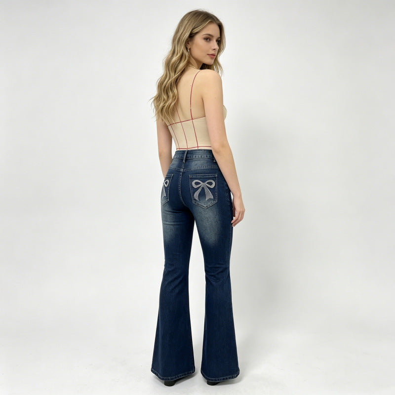 Damen Bootcut Jeans mit dekorativen Stickereien Drune