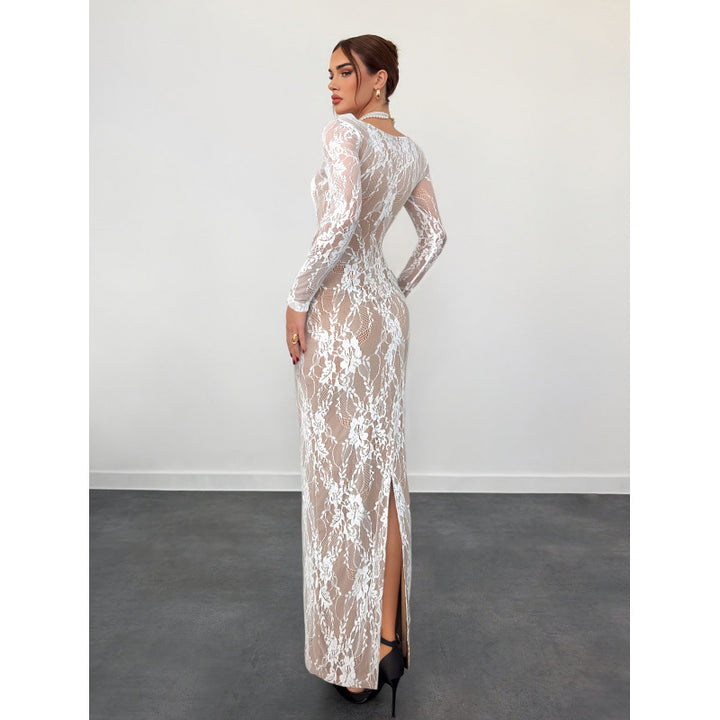 Damen Spitzenkleid mit langem Arm und luxuriösen Details Drune