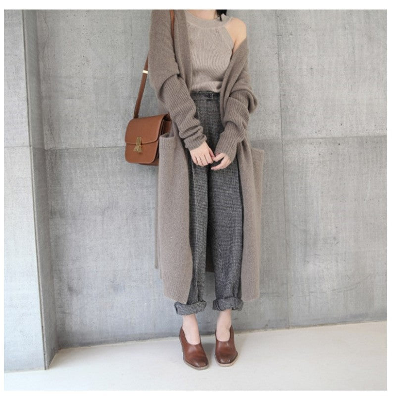 Damen Langer Strickcardigan mit praktischem Taschen-Design und weichem Material Drune