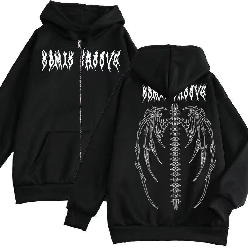 Damen Kapuzenjacke mit auffälligem Gothic-Design und bequemer Passform Drune