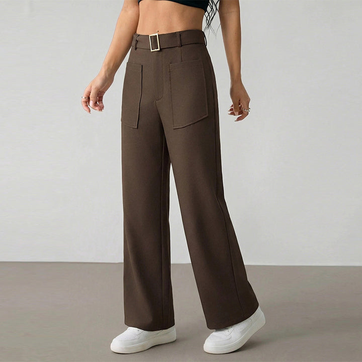 Damen Weit geschnittene Culotte mit dekorativem Gürtel und praktischen Taschen Drune