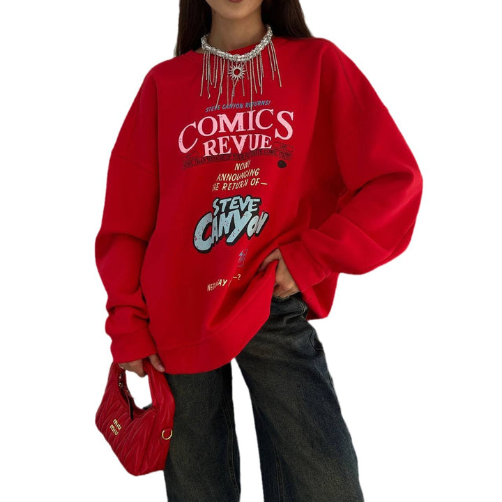 Damen Oversized Sweatshirt mit auffälligem Grafikdruck Drune