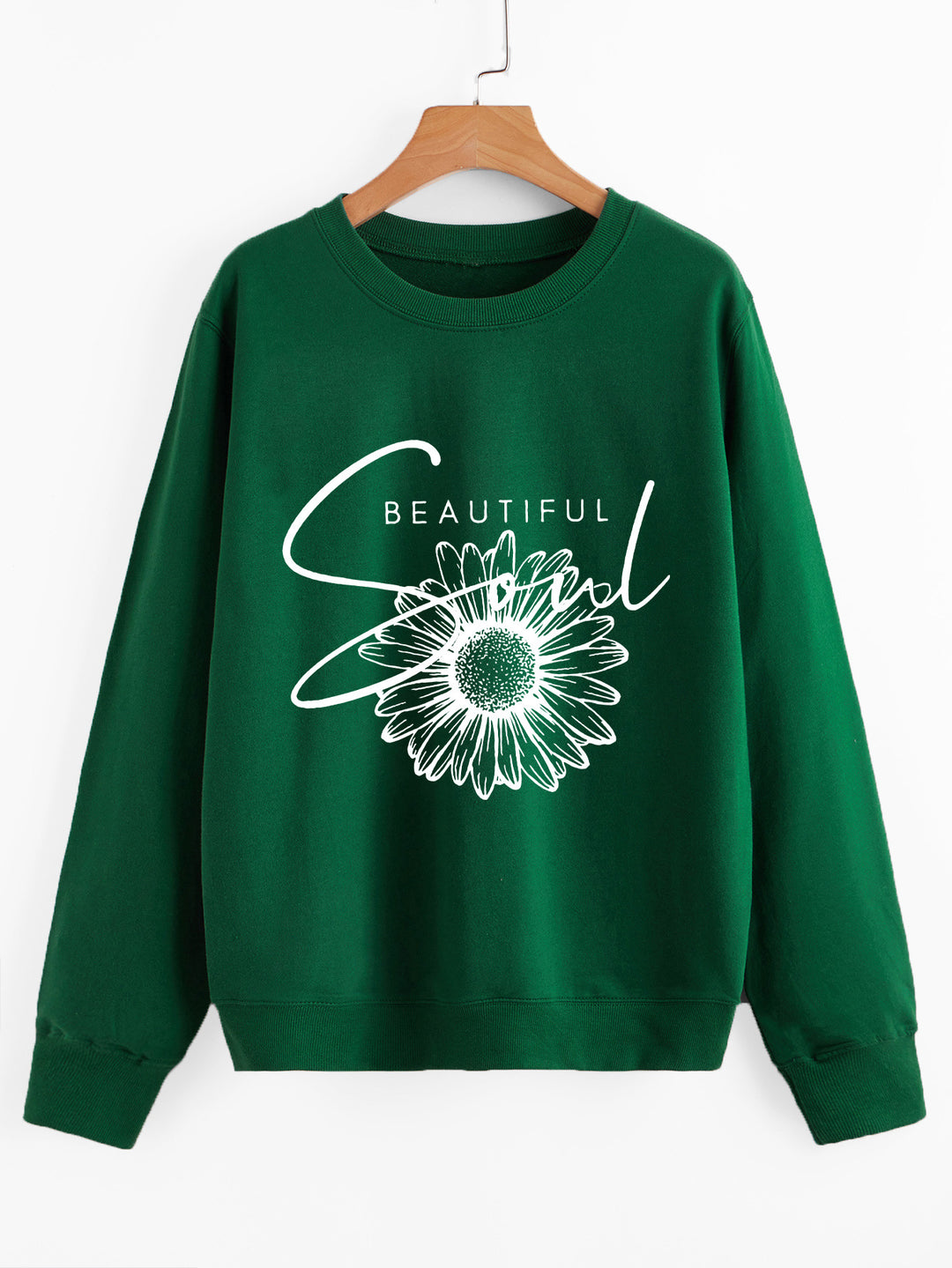 Damen Sweatshirt mit floralem Motiv und inspirierendem Schriftzug Drune