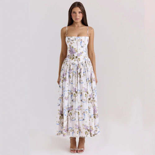 Damen nan tailliertes Maxikleid mit Korsettoberteil und feinen Spaghettiträgern Drune