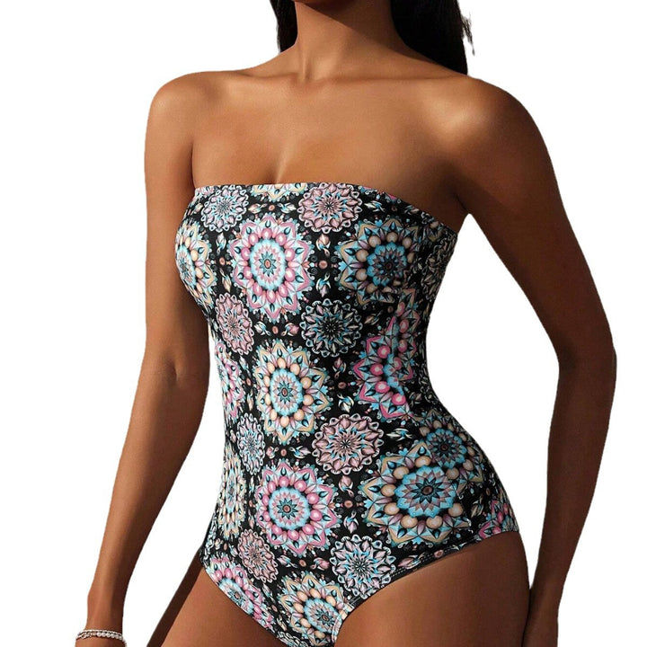 Damen Bandeau-Badeanzug mit einzigartigem Mandala-Muster Drune