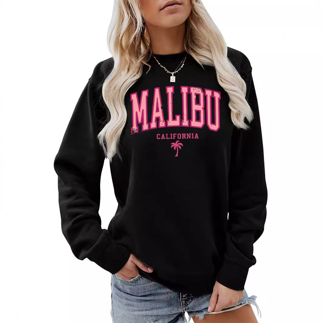 Damen Sweatshirt mit beschwingtem Malibu Schriftzug und lässigem Schnitt Drune