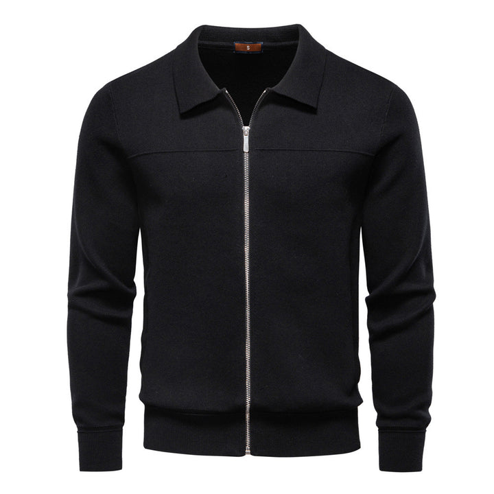 Herren nan feinstrick-Zipjacke mit Kentkragen und Rippbündchen Drune