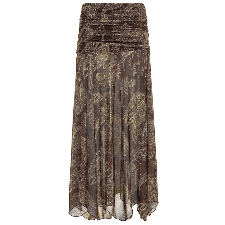 Damenrock mit asymmetrischem Saum und Paisleymuster Drune