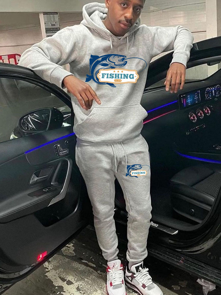 Damen Sweatshirt- und Jogginghose Set mit angedeutetem Fischmotiv Drune