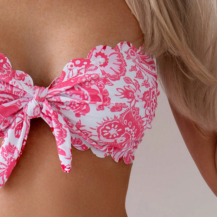 Damen Bustier-Bikini-Set mit floralen Rüschendetails Drune